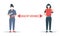 Social Distancing Quarantine, people surrounded by viruses. Social Distancing keeping distance for infection risk and disease