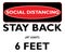 Social Distancing Stay Back 6 Feet Sign in Black White and Red