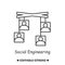 Social engineering icon. Psychological hacker attack line vector illustration