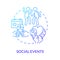 Social events blue gradient concept icon