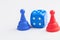 Social game.Blue and red figure.Blue dice and figure