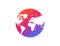 Social globe map. Colorful gradient earth. World illustration with America, Europe, Russia, Africa, China, India and