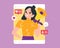 Social influencer marketing with mega phone or toa vector illustration