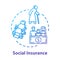 Social insurance concept icon. Life assurance. Policy for parent and kid. Secure retirement. Pension plan idea thin line