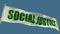 Social Justice banner or transparent on blue sky bg, isolated - object 3D rendering