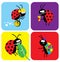 Social life of beetles. Comic characters of insects in different situations.