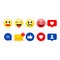 Social Like smile expression chat collection. Funny flat emoji emoticon reactions color icon set