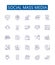 Social mass media line icons signs set. Design collection of Social, Media, Mass, Network, Platform, Digital, Sharing