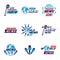 Social mass media logo, emblems and poster vector templates coll