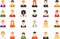 Social media avatar vector graphics flat icons. Set of hand drawn Avatar profile icon or portrait icon, including male and femal