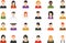 Social media avatar vector graphics flat icons. Set of hand drawn Avatar profile icon or portrait icon, including male and femal