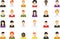 Social media avatar vector graphics flat icons. Set of hand drawn Avatar profile icon or portrait icon, including male and femal