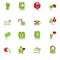 Social media & blog icons, green-red series