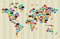 Social media bubbles globe world map