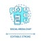 Social media chat turquoise concept icon. Online communication. Like and share. Internet conversation. Roaming idea thin