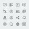 Social media, communication and personal profile icons in thin line style