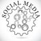 Social media components shown as cogwheels in sync