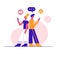 Social media concept. Modern vector minimalistic illustration. Couple in love texting.