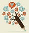 Social media concept pencil tree