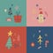 Social media cover Christmas design. Winter Holiday poster set. Unique hand drawn minimal xmas collection. Party