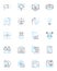 Social media design linear icons set. Typography, Branding, Layout, Graphics, Animations, User Interface, Infographics