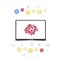 Social media with doodle and like, commend and new friends icons and in laptop on the white background. Flat vector illustration E