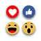 Social media face reaction emojis flat icons