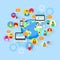 Social Media Global Communication People World Map