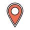 Social media gps navigation pointer digital internet network communicate technology line and fill design icon