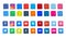 Social media icons 3d emboss color/white