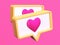 Social media icons 3d render. Like heart illustration social media notification