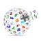 Social Media icons apps puzzle sphere concept