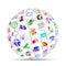 Social Media icons apps puzzle sphere concept