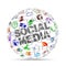 Social Media icons apps puzzle sphere concept