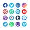 Social media icons. Inspired by facebook, instagram and twitter. Popular media vector buttons
