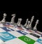 Social media icons  strategy chess pawns  - 3d rendeirng