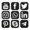 Social media icons for web and graphics uses. Instagram Facebook twitter YouTube WhatsApp LinkedIn Pinterest skype telegram icon