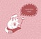 Social media influencer concept. Kawaii cat with a speech bubble