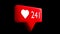 Social media likes counter on inflating red balloon. Trendy motion design animation 3d