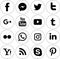 Social media line icons black