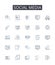 Social media line icons collection. Digital marketing, Online nerking, Web presence, Cyber communication, Internet