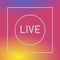 Social media live camera icon with sunset background
