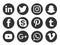 Social media logo black circle icons set Popular illustrations simple flat vector