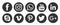 Social media logos black circle icons set Popular illustrations simple flat vector