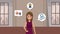 social media marketing animation with woman and icons