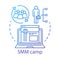 Social media marketing camp concept icon. Investors, shareholders gathering idea thin line illustration. Company