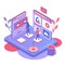 Social media marketing isometric vector illustration