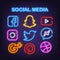 Social media neon icons