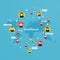 Social Media, Network concept. Flat design. Vector