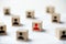 Social media network concept using icon people wooden cube block